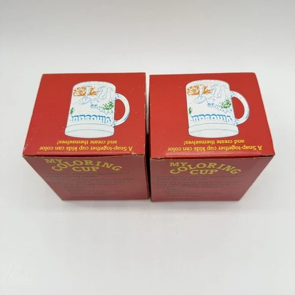 Vida Productions My Coloring Cup Dinosaur Made in USA Lot Of 2 Vintage New - Picture 4 of 6